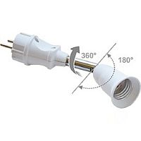 Переходник вилка-патрон Ecola E27 на шарнире 360°/180° 45мм белый картинка 